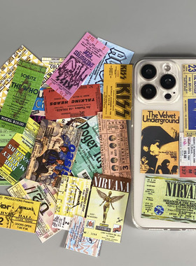 欧美ins小众摇滚乐队门票披头士皇后小卡片可放夹手机后面的diy装饰手机壳适用于15promax透明14软壳13