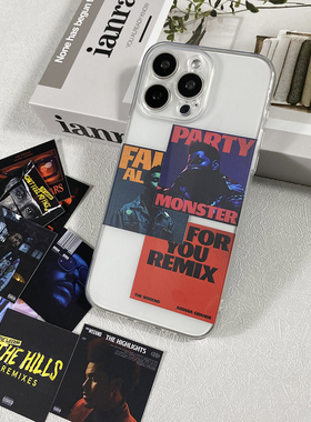 威肯盆栽哥The Weeknd说唱嘻哈欧美专辑封面卡片装饰可放夹手机后面适用苹果16promax手机壳iPhone15透明软壳