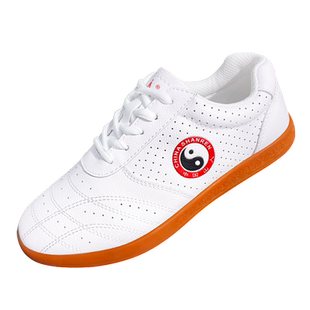 太极鞋女软牛皮牛筋底秋冬季加绒新款武术鞋太极拳练功鞋男款真皮