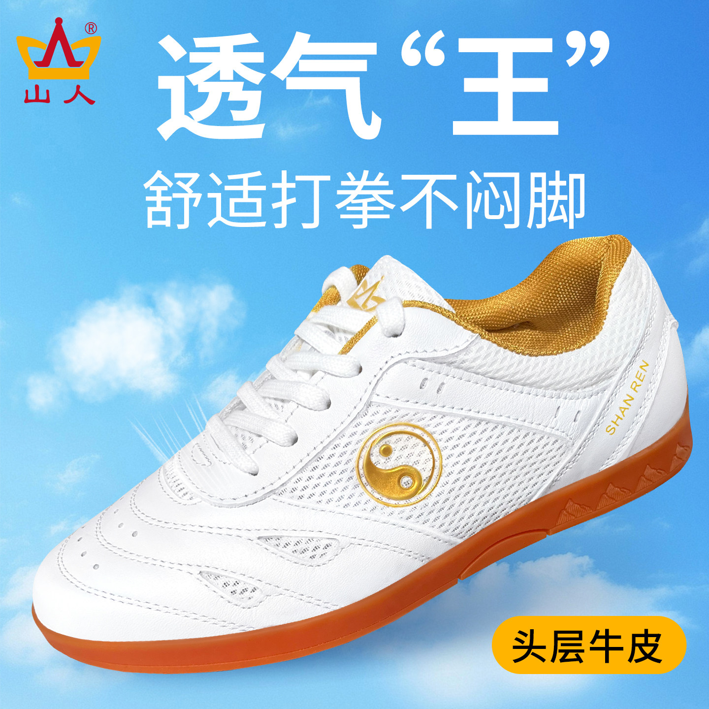 透气太极鞋女真皮牛筋底夏季专业太极拳鞋高端新款八段锦练功鞋男