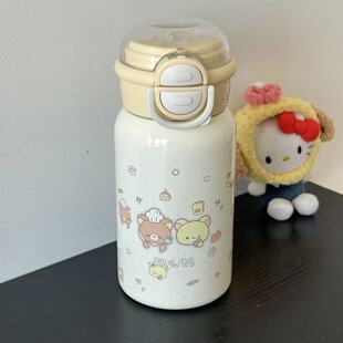 戳中软萌心 不锈钢保温杯点点大头贪吃熊印花便携可爱日水杯 304
