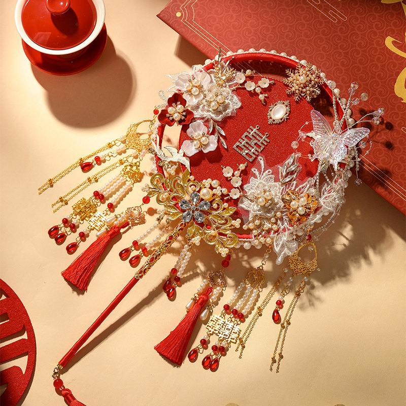 中式秀禾服新婚团扇闺蜜结婚礼物图片