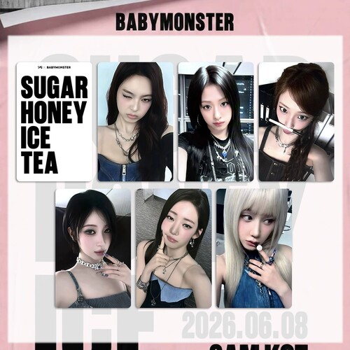 BABYMONSTER宝怪SUGAR HONEY ICE TEA打歌卡蜂蜜冰茶预录自印小卡