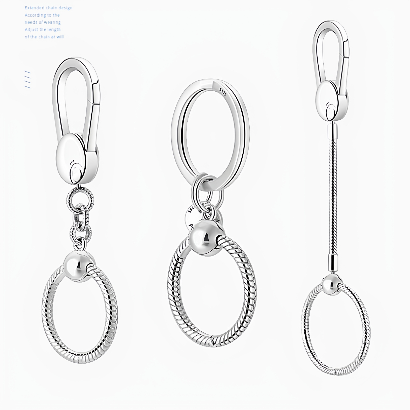 潘家同款心形钥匙扣DIY吊饰串珠