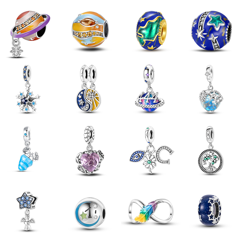 原创珠子beads串珠吊饰925银diy