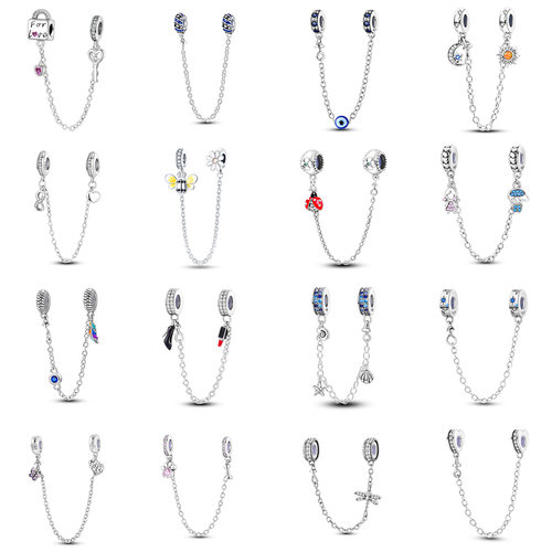 原创潘家手链安全链925银DIY串珠