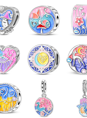 油画风格夜光串饰diy手链串珠手串BEADS彩色珠子吊饰精致银饰配件