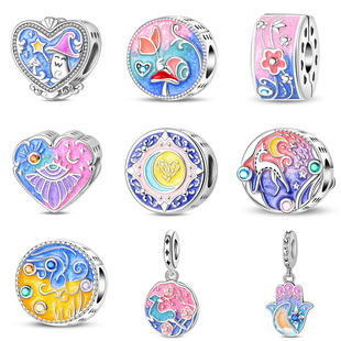 油画风格 夜光串饰diy手链串珠手串BEADS彩色珠子吊饰精致银饰配件