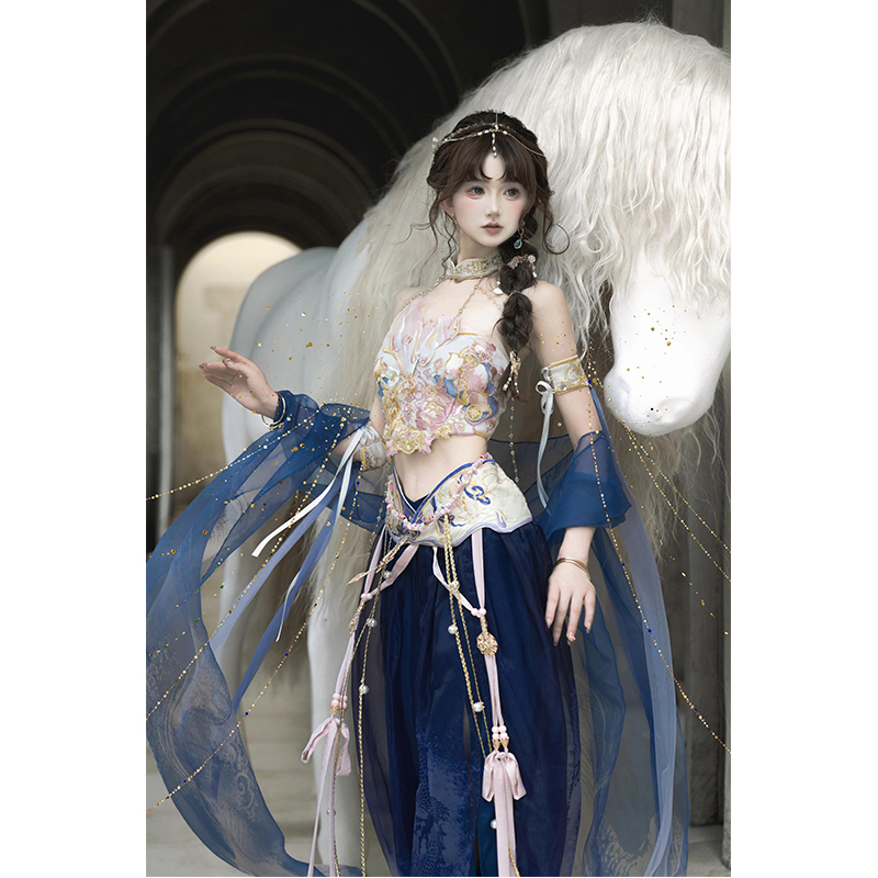 新款汉服飞天重工刺绣西域风情异域敦煌元素服装重工汉服西域少女