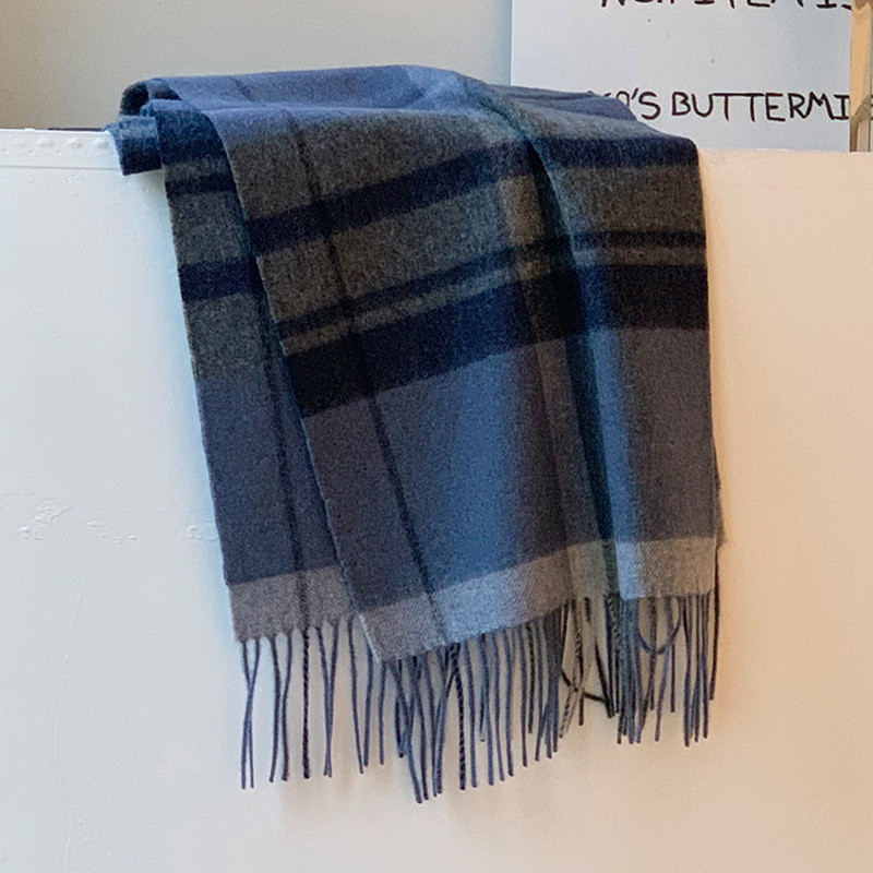 秋冬纯羊毛围巾男士时尚商务百搭简约围脖中青年送爸爸送男友