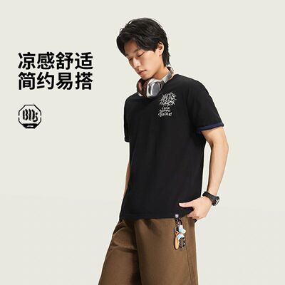 李宁T恤新款反伍BADFIVE男子冰感舒适吸湿排汗短袖文化衫AHSW161