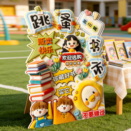 幼儿园义卖摆摊卖图书展板道具