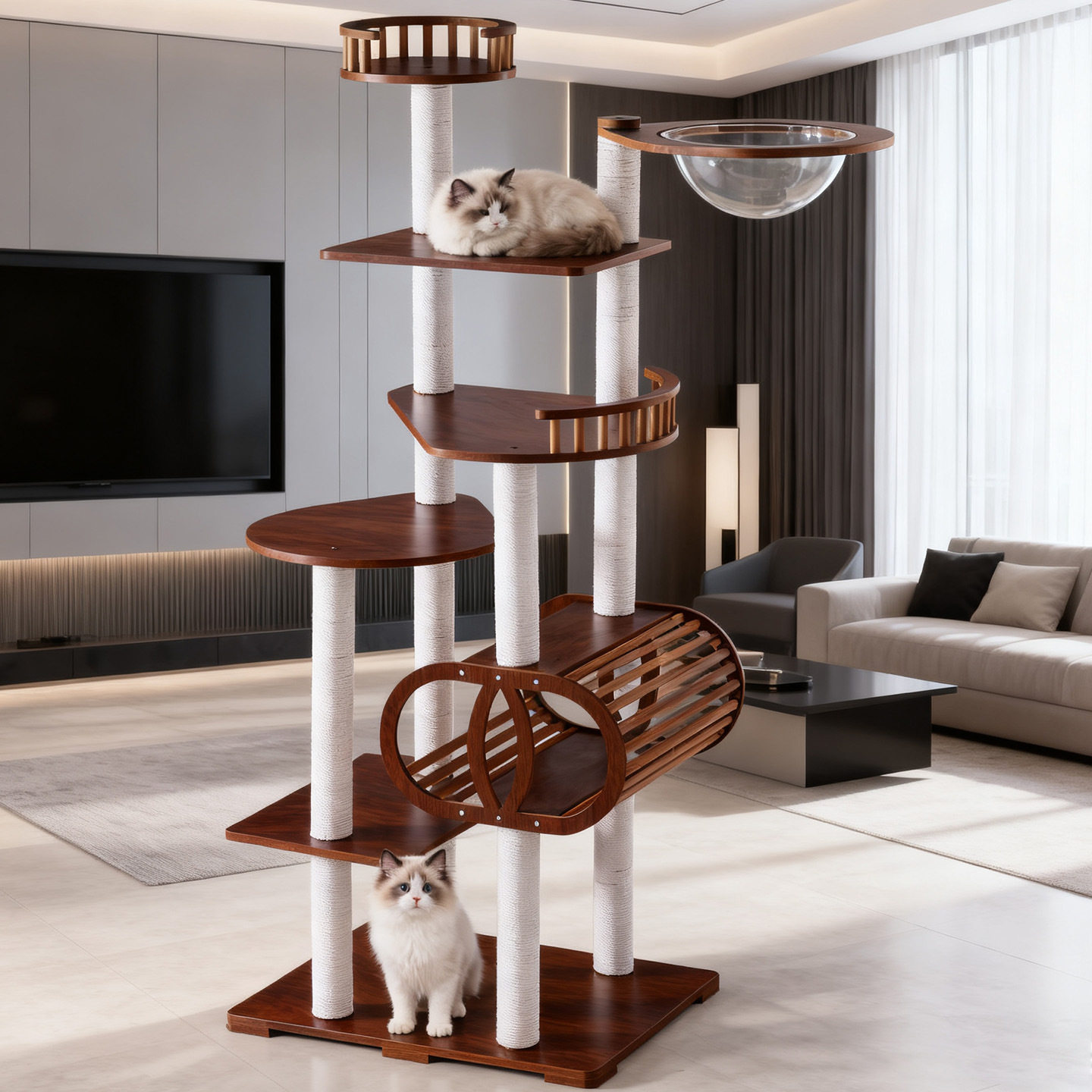 实木猫咪爬架猫窝树抓板柱猫跳台宠物用品玩具外贸工厂