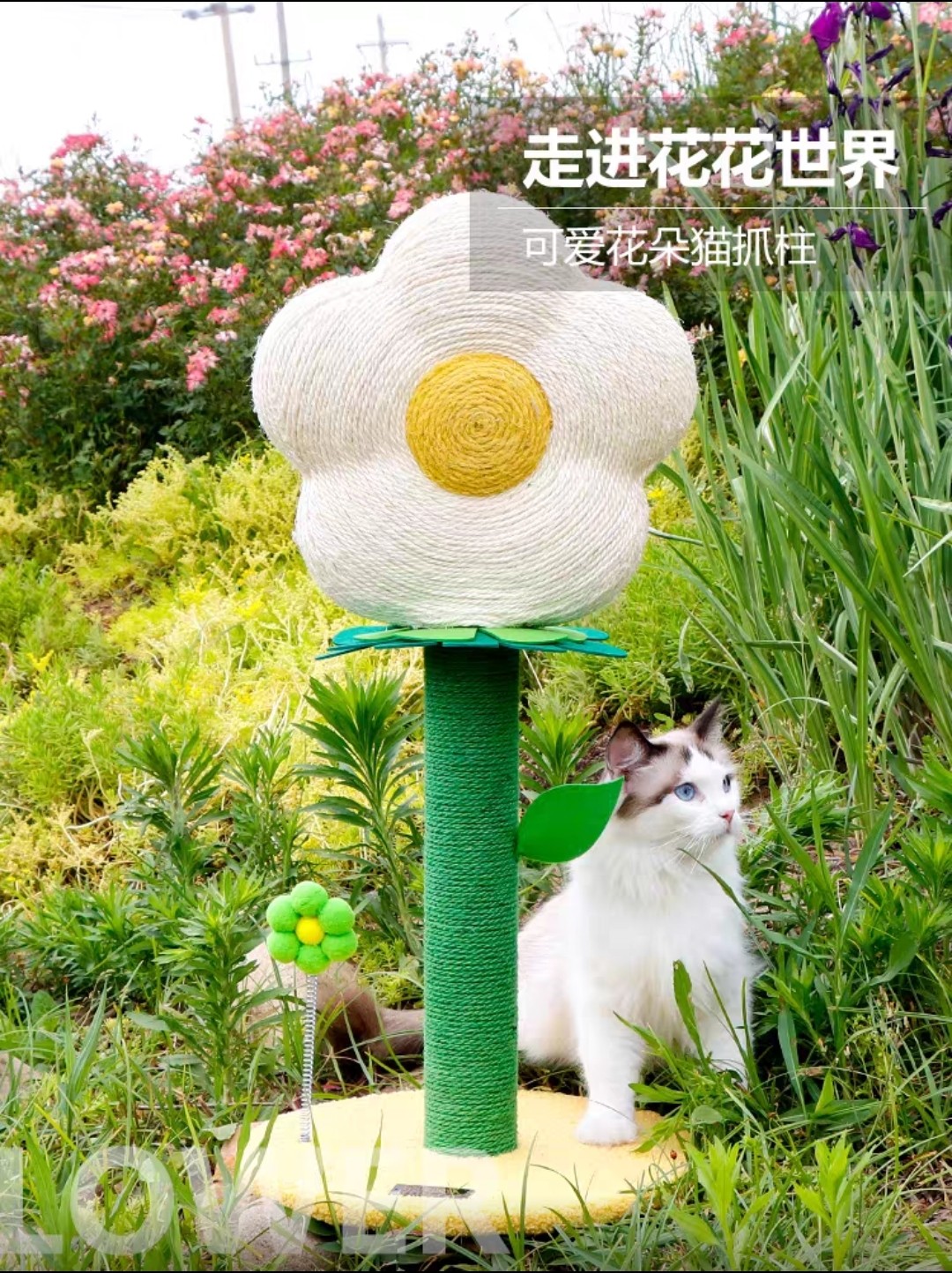 乐吱吱花朵猫抓板剑麻猫抓柱加粗磨爪跳台逗猫猫树猫爬架猫咪用品