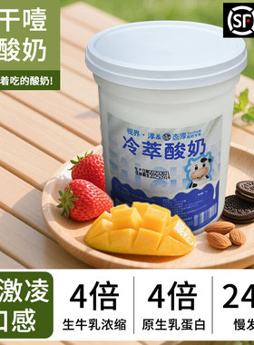 态淳希腊冷萃干噎酸奶绵密性1kg罐装酸奶【可夹水果夹做酸奶碗】