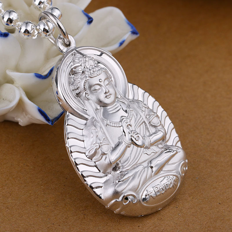 s990纯银大日如来属羊属猴情侣宝宝生肖本命佛吊坠送礼品项链银饰