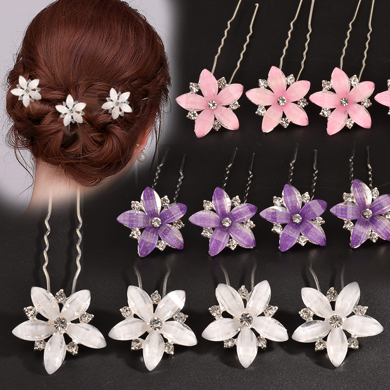 百搭韩国花朵水钻编发丸子头