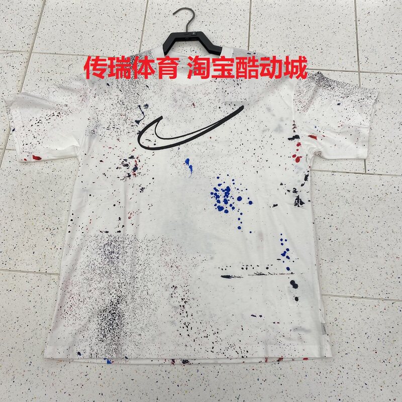 NIKE/耐克男子短袖泼墨涂鸦针织透气运动休闲半袖T恤 HF5565-100