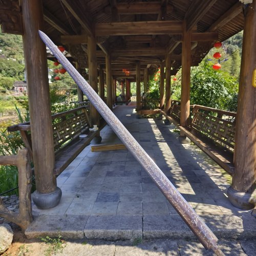 龙泉汉剑刀剑条胚花纹钢大羽毛凤尾纹烤红Diy手工武器配件未开刃
