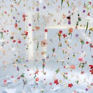 仿真悬浮花幼儿园夏天环创网红拍照打卡diy瀑布花朵花帘花瓣雨