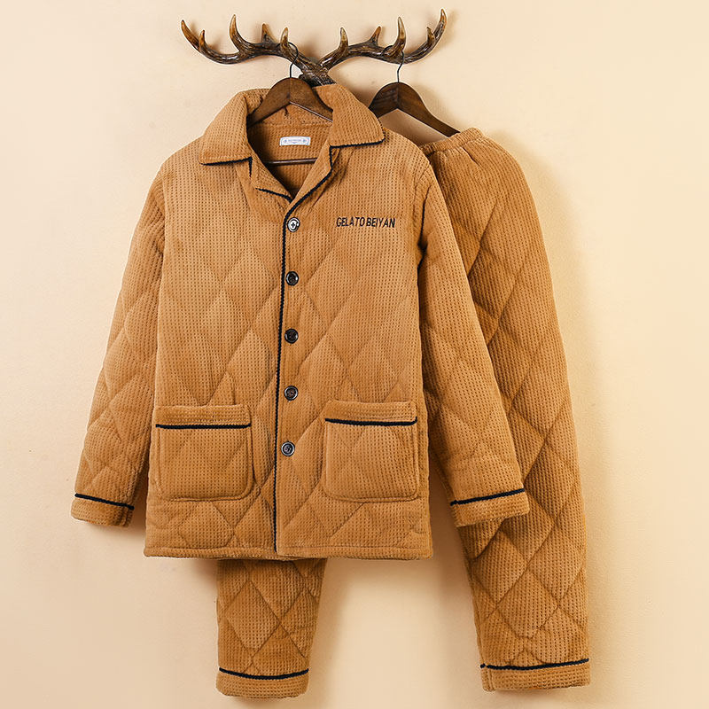 冬季睡衣男士三层夹棉保暖法兰绒爸爸加绒加厚珊瑚绒家居服套装,女士内衣/男士内衣/家居服,睡衣/家居服套装,淘宝优惠券,粉丝福利购,淘宝优惠卷