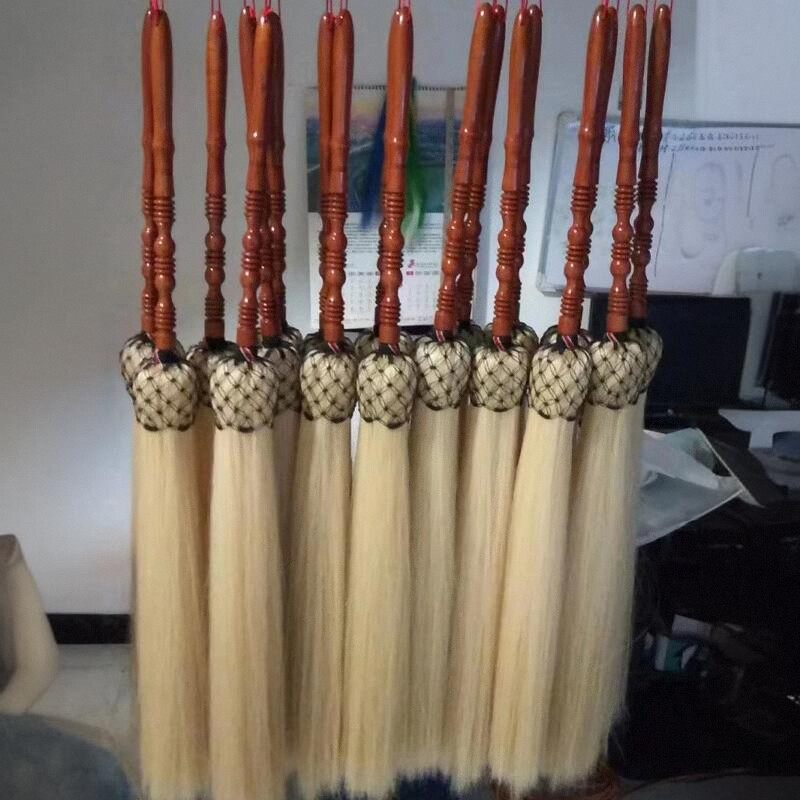 真马尾太极拂尘道士用品太监拂尘蝇甩子木把木手柄手工编织