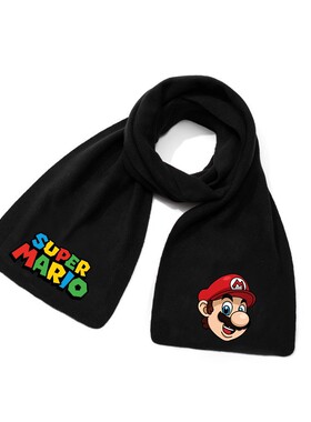 马里奥Mario黑色围巾游戏周边印花秋冬日系休闲保暖纯色围脖护颈