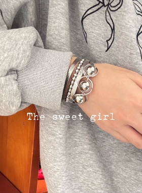 小众设计感金属镂空手镯女简约百搭个性开口可调节手环时尚手饰