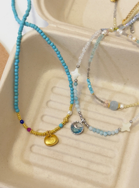 撞色几何福包项链新中式复古设计感锁骨链中国风时尚新款颈链