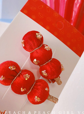 HD1135A025糖葫芦串串充棉发夹发圈创意小众扎发皮筋侧边夹碎发夹