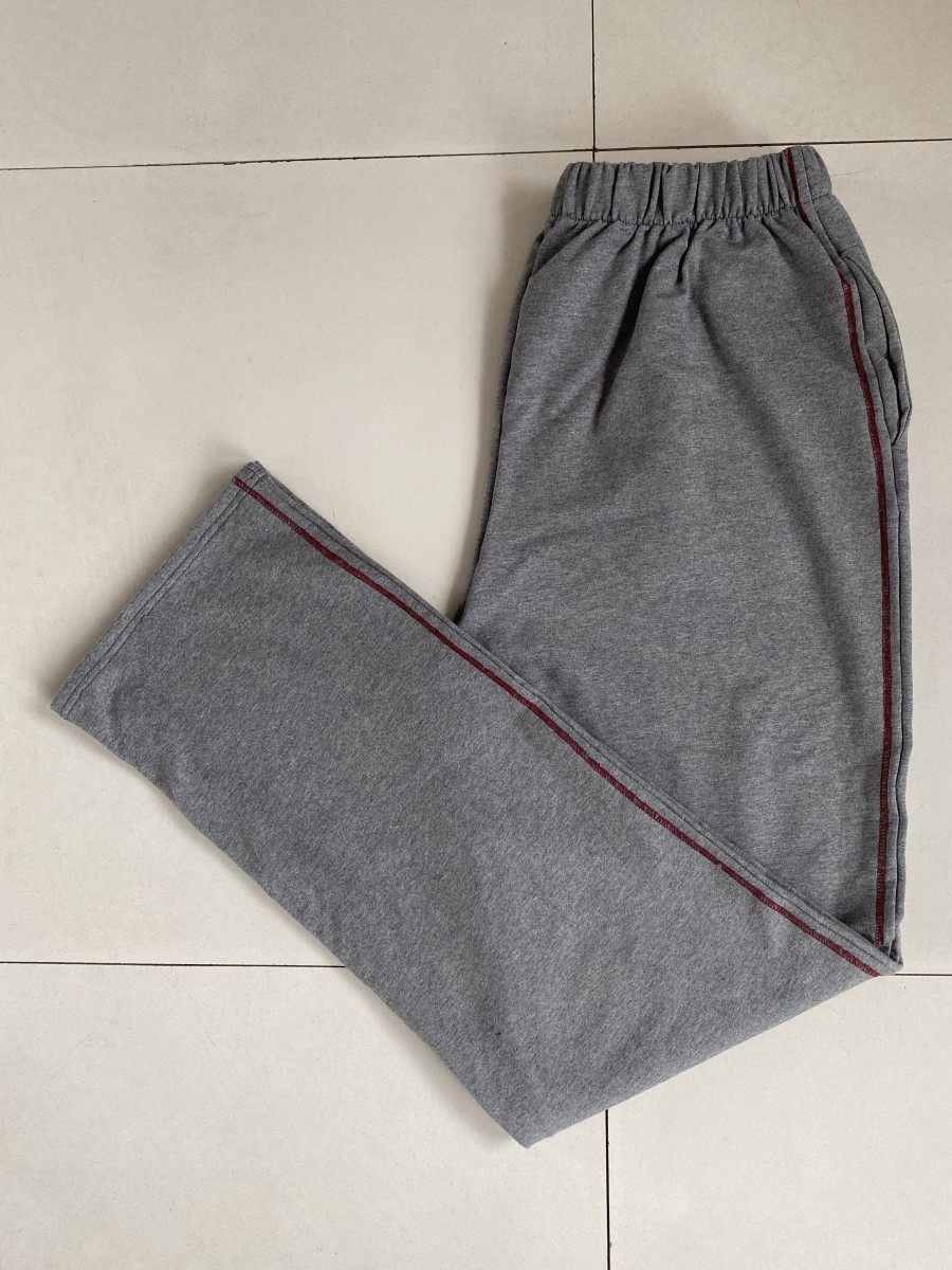 南京一中四季通用同款男生春秋冬款加绒纯棉中灰色校服裤侧条