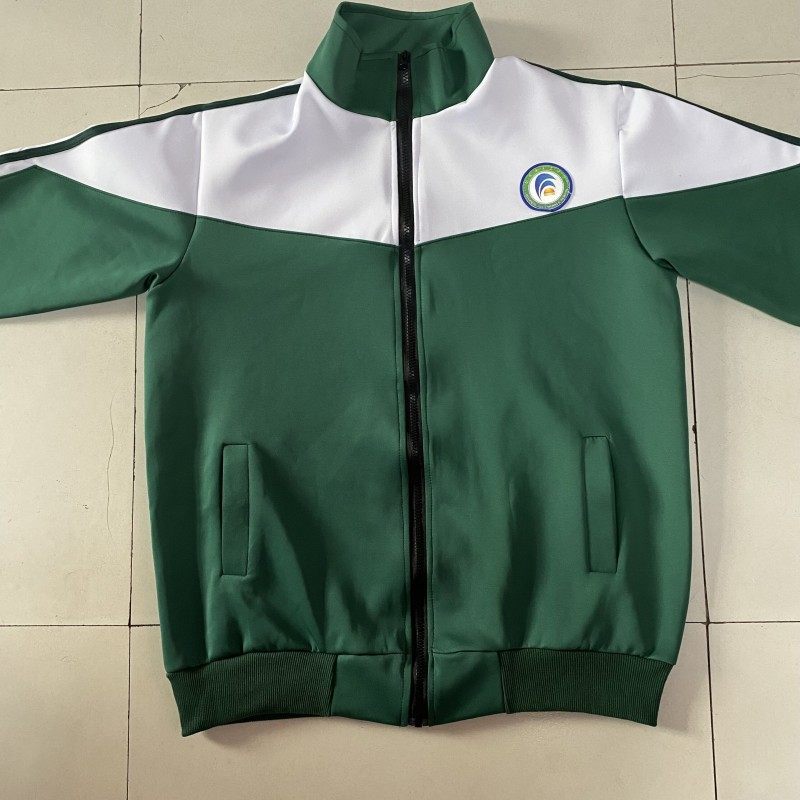 钦州市第三中学初中生秋季班服高中绿白拼接学校休闲长袖校服