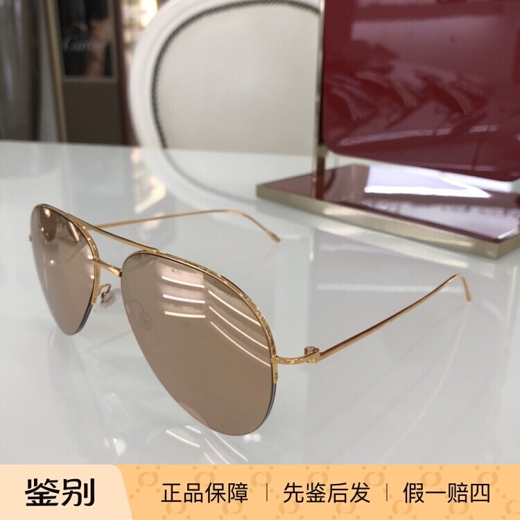 正品代购Cartier太阳眼镜卡地亚飞行员男纯金超轻墨镜CT0237S女