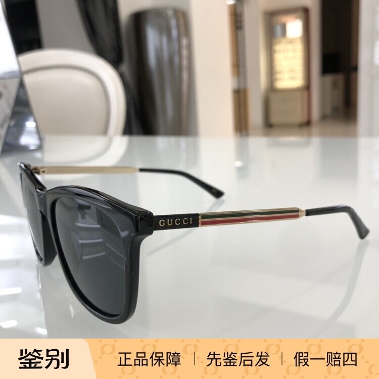 正品GUCCI墨镜男休闲韩版织带镜腿板材方框太阳眼镜女款GG1037SK