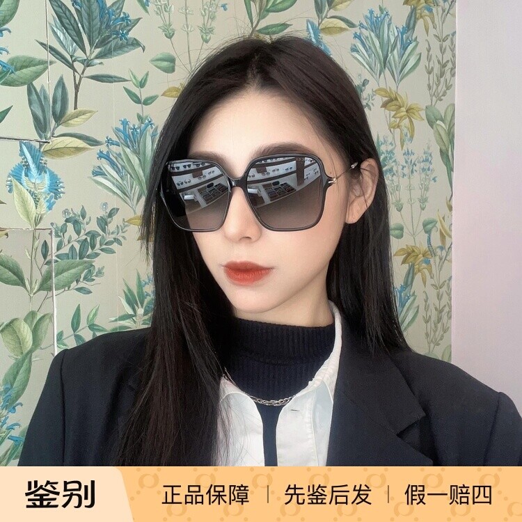 正品Gucci古驰墨镜方形大胶框金属架简约亚洲版太阳眼镜GG1267SA