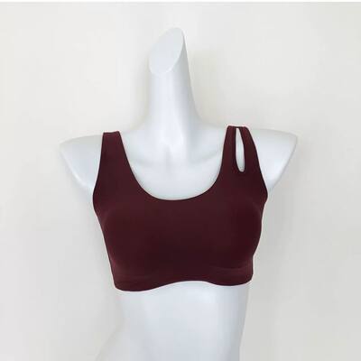 和美超弹不对称五分带杯背心Q12B5080夏季薄款无钢圈美背大胸显小