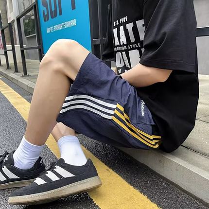 美式潮牌休闲篮球短裤男款夏季美式速干透气薄款宽松运动五分裤子