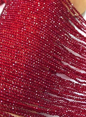 包邮大红色尖晶石散珠2MM 3MM 钻石切面刻面散珠足球面半成品珠子