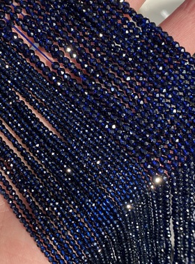 包邮墨蓝色尖晶切面刻面散珠2MM - 3mm算盘珠配珠配件半成品长链