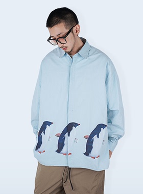 STREAMLET.CHEN:动物系列/设计师手绘款「企鹅」主题印花宽松衬衫