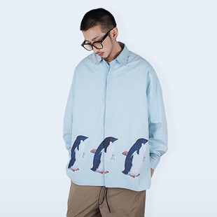 「企鹅」主题印花宽松衬衫 设计师手绘款 动物系列 STREAMLET.CHEN