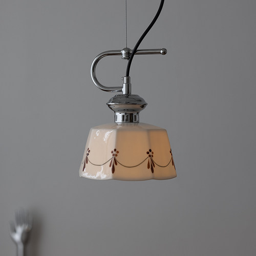 日式手绘釉面陶瓷床头复古吊灯