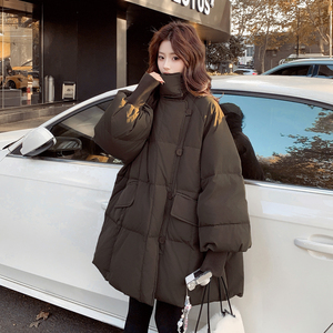 7362立领咖色中长款90羽绒服 P365控558图片