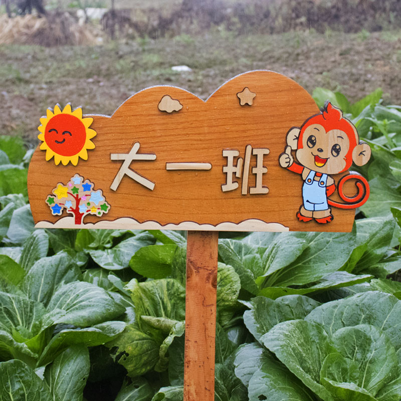 户外幼儿园种植区牌子定制植物提示菜园插地牌木质花园菜地标识牌