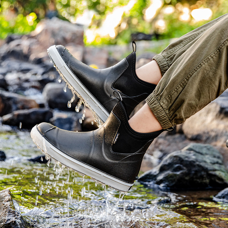 户外钓鱼鞋雨鞋男款短筒纽布朗韩版防滑防臭男士雨靴防水洗车胶鞋