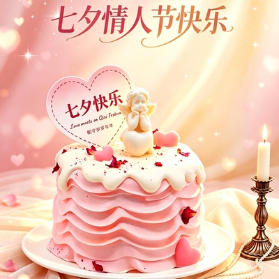 七夕情人节快乐蛋糕装饰摆件配件纸杯插件插牌爱心插牌love卡