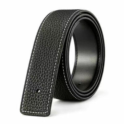 Without head strap Men genuine leather first layer cowhide 38mm/32mm perforated belt without buckle head trouser belt H belt