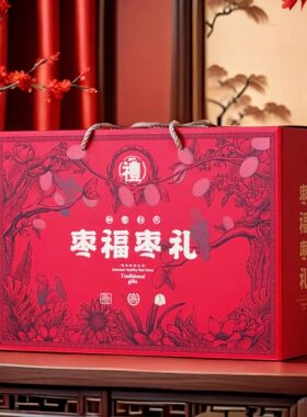 年货红枣礼干果空盒子新疆大枣无核礼品盒干枣纸箱年货礼盒可加印