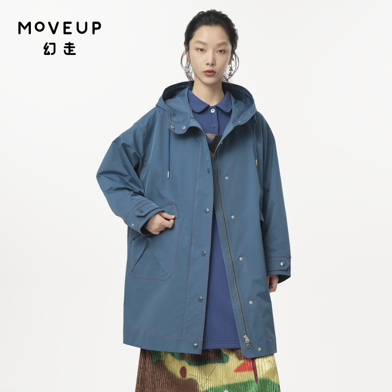 MOVEUP幻走2024秋季新款.FUN系列撞色线动物绣花设计师长款外套女