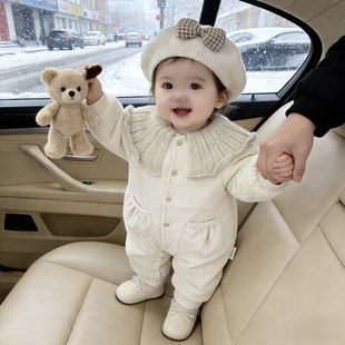 宝宝棉服冬季洋气小公主冬装保暖棉袄女童衣服加厚棉衣外出服